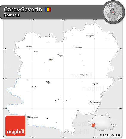 Silver Style Simple Map of Caras-Severin, single color outside