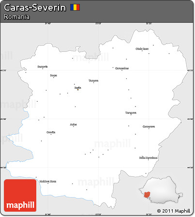 Silver Style Simple Map of Caras-Severin, single color outside