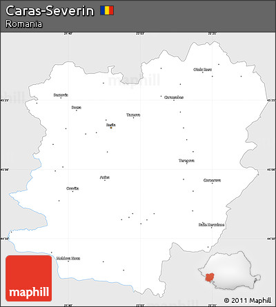 Silver Style Simple Map of Caras-Severin, single color outside