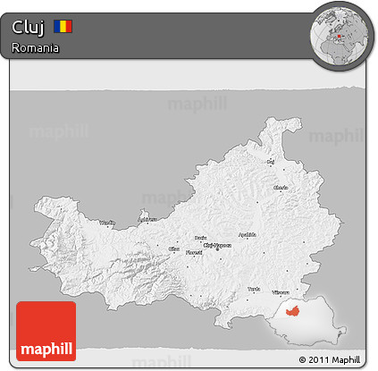 Gray 3D Map of Cluj, single color outside