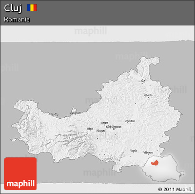 Gray 3D Map of Cluj, single color outside