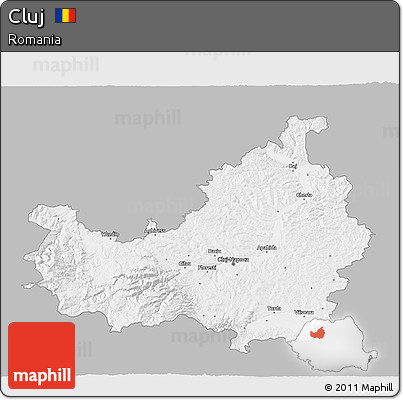Gray 3D Map of Cluj, single color outside