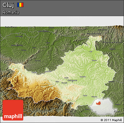 Physical 3D Map of Cluj, darken