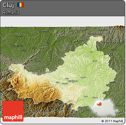 Physical 3D Map of Cluj, darken