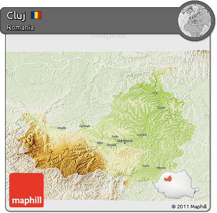 Physical 3D Map of Cluj, lighten