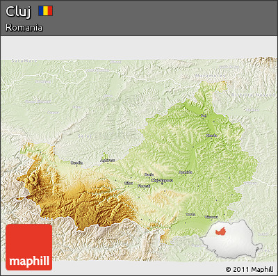 Physical 3D Map of Cluj, lighten