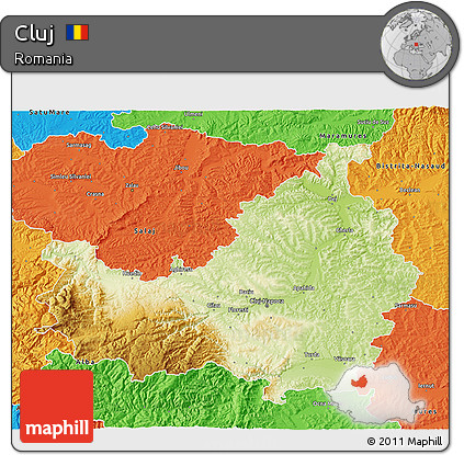 Physical 3D Map of Cluj, political outside