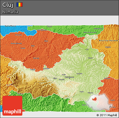 Physical 3D Map of Cluj, political outside