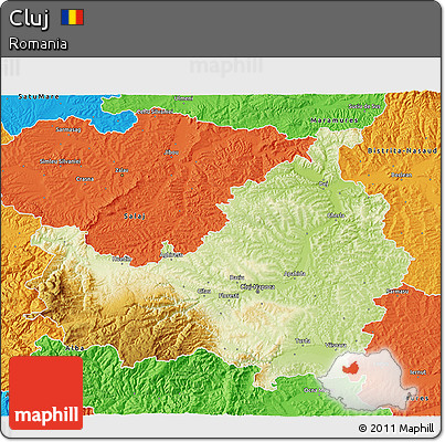 Physical 3D Map of Cluj, political outside
