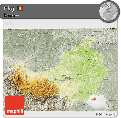 Physical 3D Map of Cluj, semi-desaturated