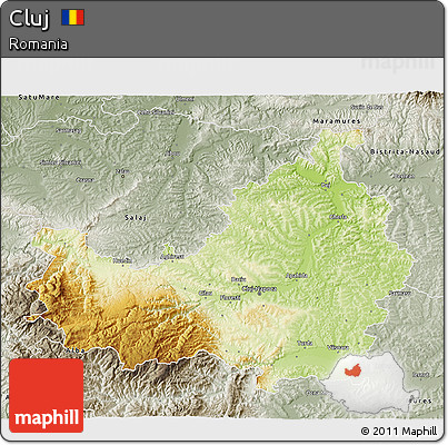 Physical 3D Map of Cluj, semi-desaturated