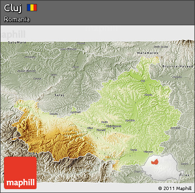 Physical 3D Map of Cluj, semi-desaturated