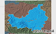 Political 3D Map of Cluj, darken, semi-desaturated