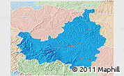 Political 3D Map of Cluj, lighten