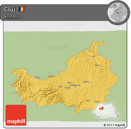 Savanna Style 3D Map of Cluj, single color outside