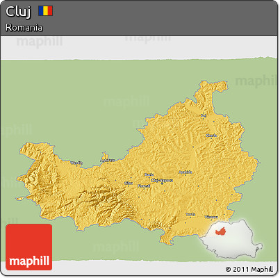 Savanna Style 3D Map of Cluj, single color outside