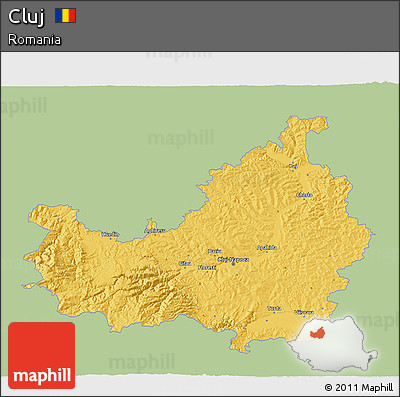 Savanna Style 3D Map of Cluj, single color outside