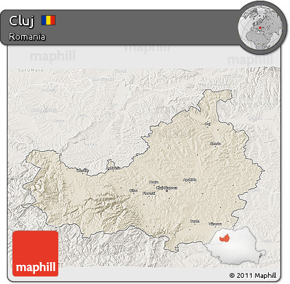 Shaded Relief 3D Map of Cluj, lighten