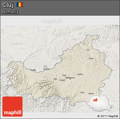 Shaded Relief 3D Map of Cluj, lighten