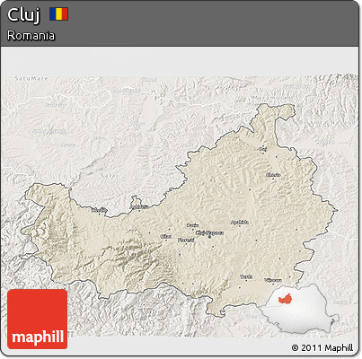 Shaded Relief 3D Map of Cluj, lighten