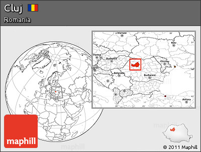 Blank Location Map of Cluj, within the entire country