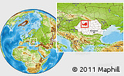 Physical Location Map of Cluj, highlighted country, within the entire country