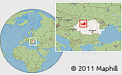 Savanna Style Location Map of Cluj, highlighted country, within the entire country