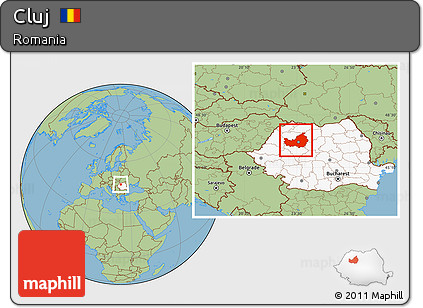 Savanna Style Location Map of Cluj, highlighted country
