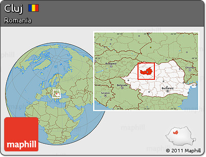 Savanna Style Location Map of Cluj, highlighted country