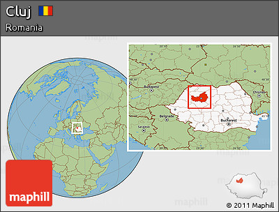 Savanna Style Location Map of Cluj, highlighted country