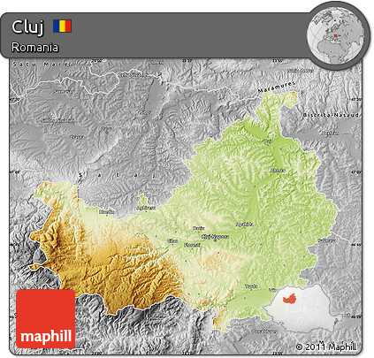 Physical Map of Cluj, desaturated
