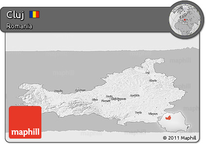 Gray Panoramic Map of Cluj, single color outside