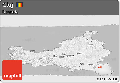 Gray Panoramic Map of Cluj, single color outside