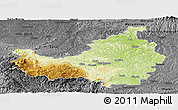 Physical Panoramic Map of Cluj, darken, desaturated