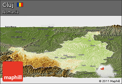Physical Panoramic Map of Cluj, darken