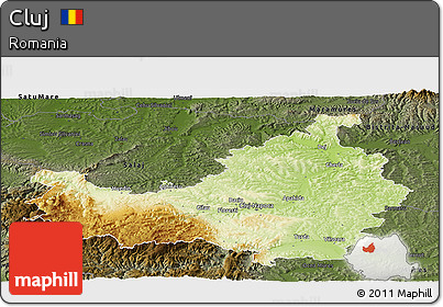 Physical Panoramic Map of Cluj, darken