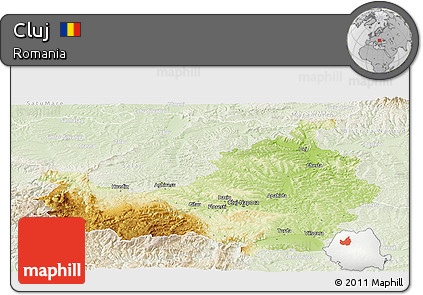 Physical Panoramic Map of Cluj, lighten