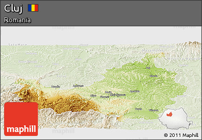 Physical Panoramic Map of Cluj, lighten