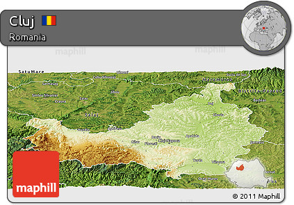 Physical Panoramic Map of Cluj, satellite outside