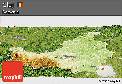 Physical Panoramic Map of Cluj, satellite outside