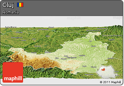 Physical Panoramic Map of Cluj, satellite outside