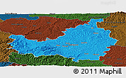 Political Panoramic Map of Cluj, darken