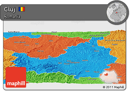 Political Panoramic Map of Cluj