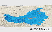 Political Panoramic Map of Cluj, shaded relief outside