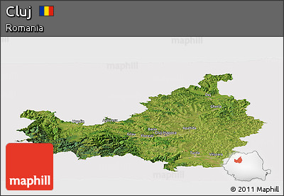 Satellite Panoramic Map of Cluj, cropped outside