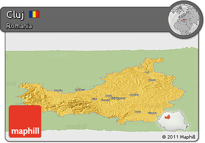 Savanna Style Panoramic Map of Cluj, single color outside