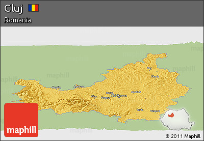 Savanna Style Panoramic Map of Cluj, single color outside
