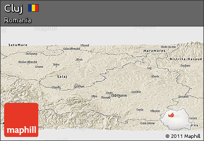 Shaded Relief Panoramic Map of Cluj