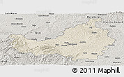Shaded Relief Panoramic Map of Cluj, semi-desaturated