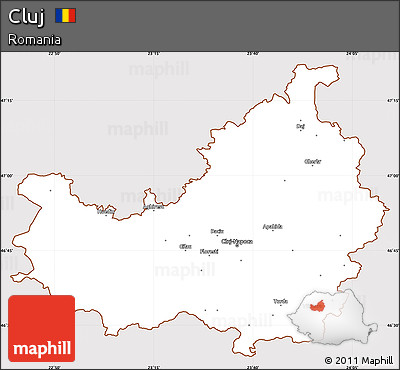 Classic Style Simple Map of Cluj, cropped outside